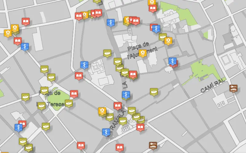 mapa de la ciudad con actividades de tatuaje en Mataró